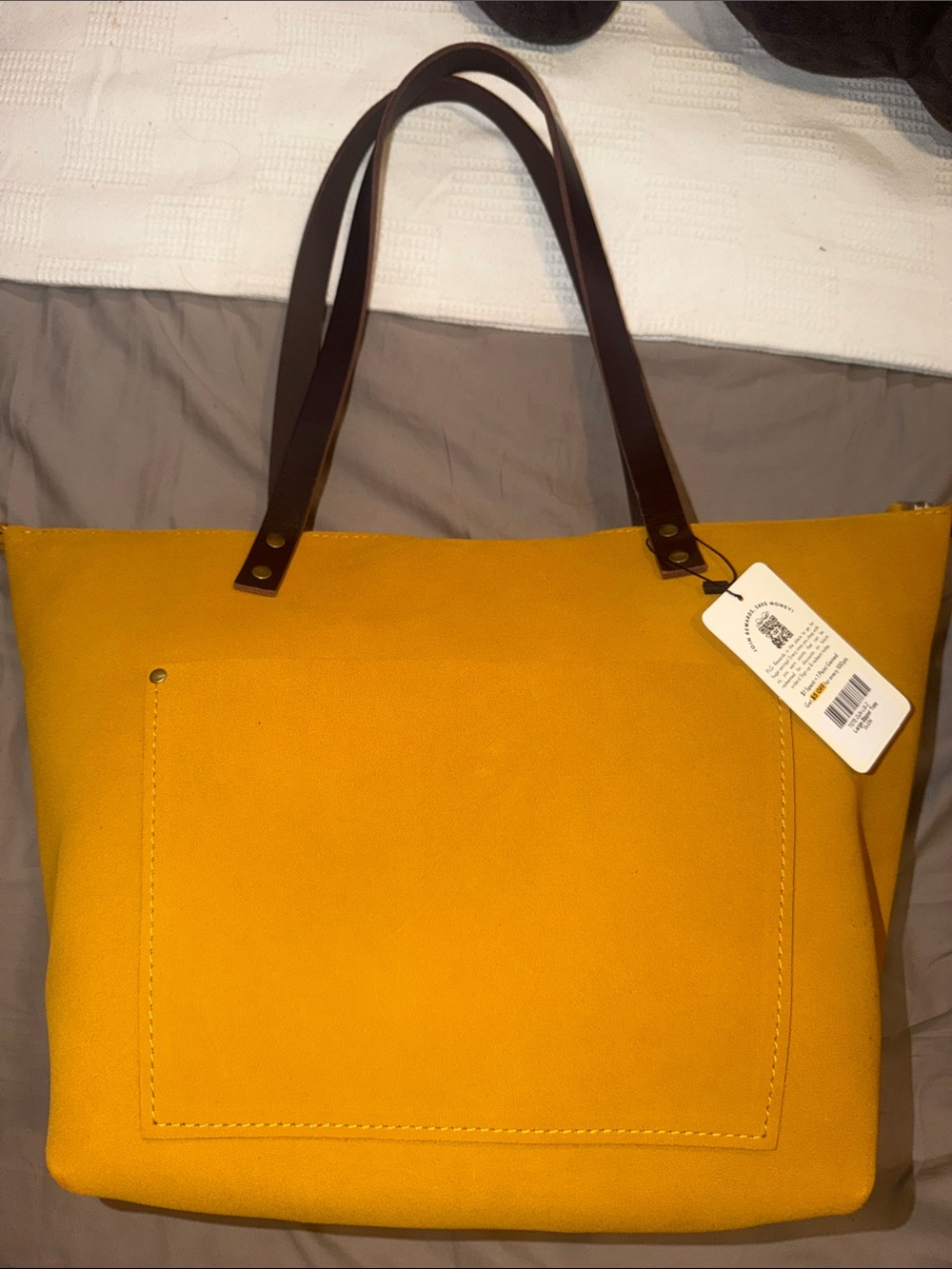 NWT Portland Leather Large Zippered Tote in Dijon
